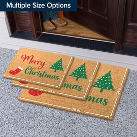 Coir Doormat Merry Christmas Boot Front Door Mat Indoor/Outdoor Heavy Duty Backing, 24x16" Inches, Coir Material, Made by My Sign Center
