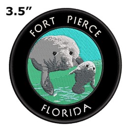 Fort Pierce, Florida Manatees Embroidered Premium Patch DIY Iron-on or Sew-on Decorative Badge Emblem Vacation Souvenir Travel Gear Clothes Appliques