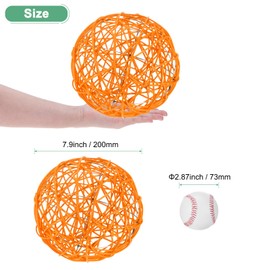 M METERXITY 1-Pack Wicker Rattan Balls 200mm/7.9 Inch Decorative Rattan Balls Orbs Vase Fillers Bowl Fillers for Christmas/Weddings/Thanksgiving/DIY Crafts/Home Decor [Orange]