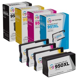 LD Products Compatible Ink Cartridge Replacements for HP 950XL & HP 951XL for Office Jet 251dw 276dw MFP 8100 8600 8610 8615 8616 8620 8625 8630 (Black, Cyan, Magenta, Yellow, 4-Set)