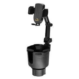 Armor All 2-in-1 Cup Holder Cell Phone Holder, Dual Cellphone Car Mount and Cupholder, XL Cupholder Holds Bottles, 6” in Arm 360° Degree Rotatable, Swivel Phone Mount Fits Most Phones, Expandable Base