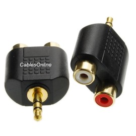 CablesOnline 2Pack 3.5mm (1/8") Stereo Male to 2-RCA Red/White Female Audio Adapters
