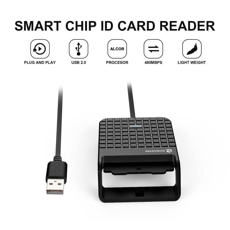ZOWEETEK Smart Card Reader, CAC Card Reader Military, Compatible with