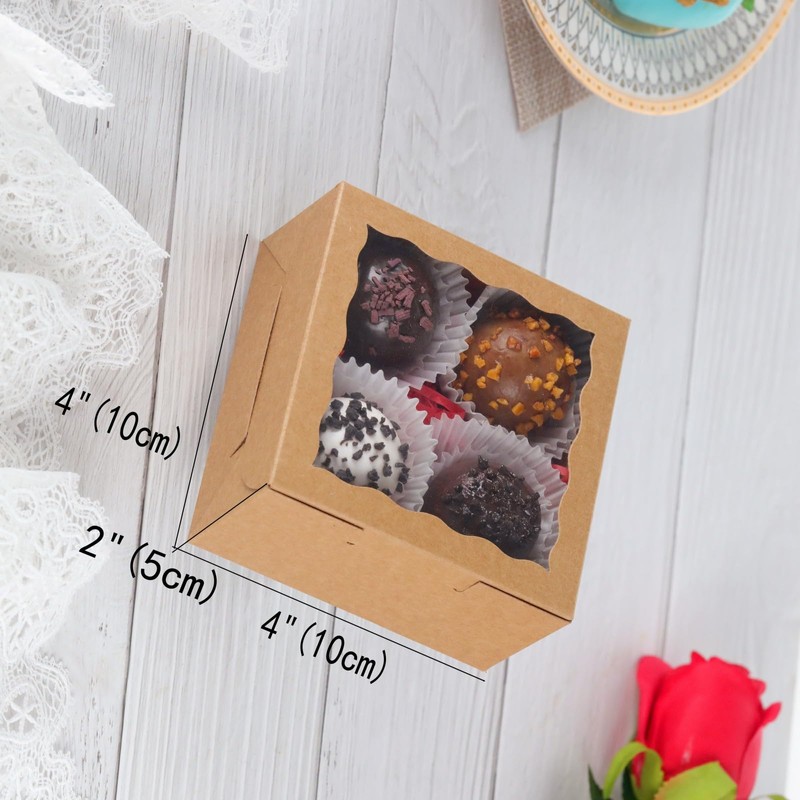SLShePack 40 Pack Small Bakery Boxes 4x4x2 Inches Cookies Boxes