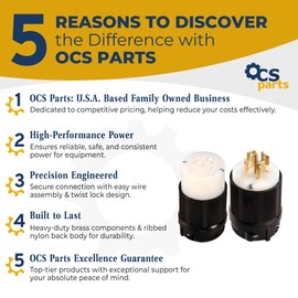 OCS Parts NEMA L21-20 Locking Plug and Connector Set | 120/208V - 20A - 4 Pole 5 Wire | cUL Listed Replacement Electical Plugs (Plug + Connector)