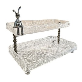 Bathroom Countertop Organizer Shelf 2 Tier Acrylic Water Wave Bathroom Makeup Storage Rack for Washbasin Restrooms