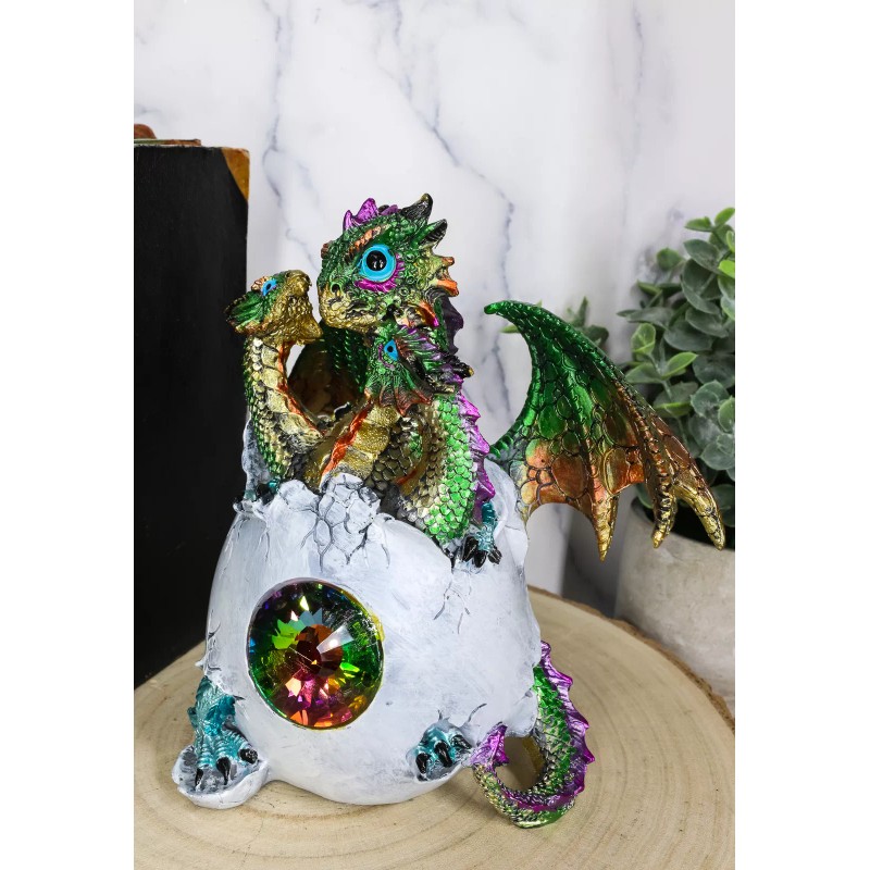 Green Emerald Crystal Hydra 3 Headed Dragon Hatchling In Egg