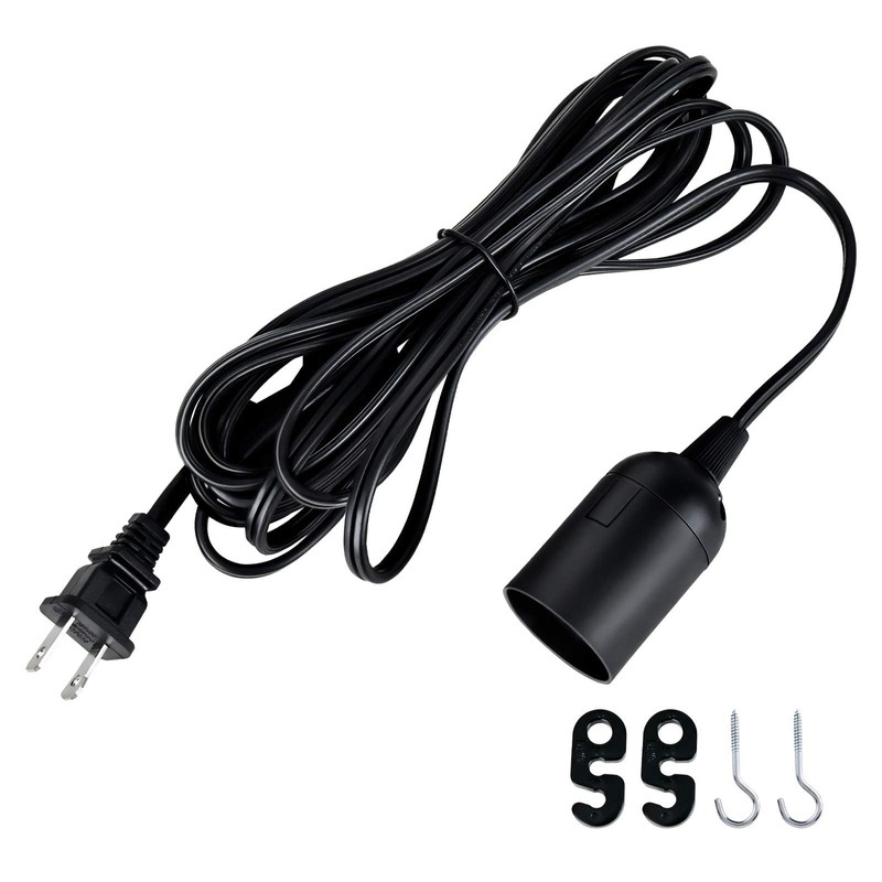 Simple Deluxe 20ft Hanging Lantern Extension Cord Cable, Plug-in E26