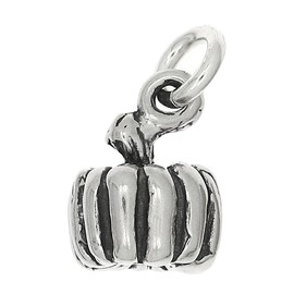 LGU Sterling Silver Oxidized Small 3D Pumpkin Charm