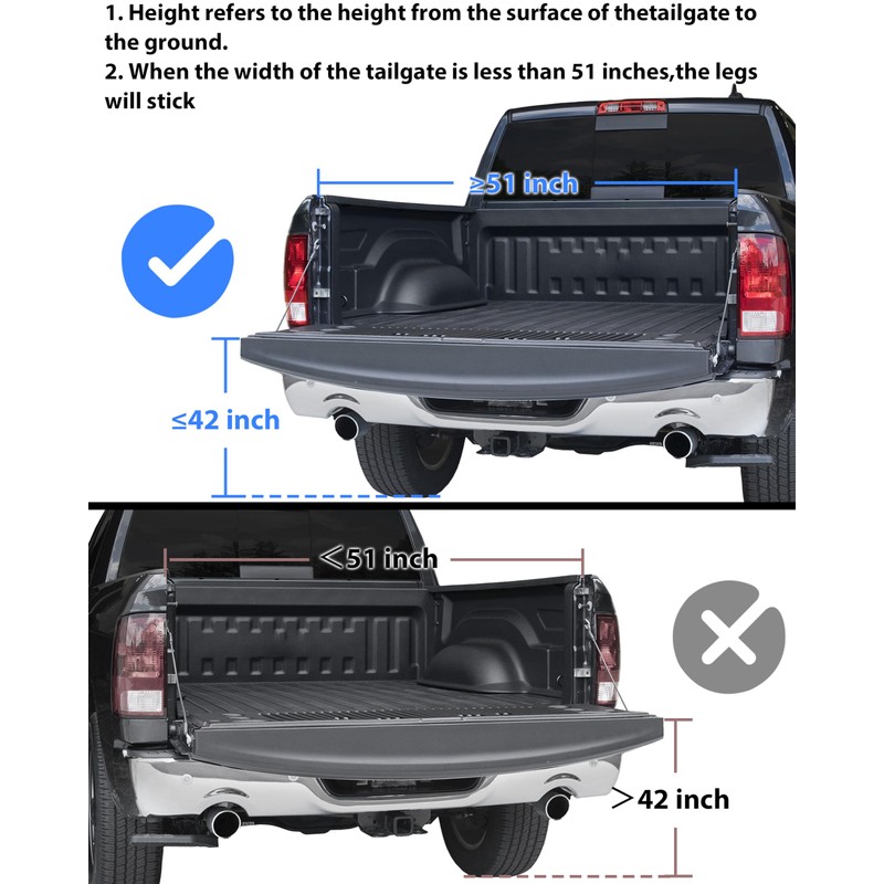 POKIAUTO 42" Aluminum Universal Pickup Truck Tailgate Ladder with Handrail,