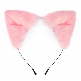 Cat Wolf Fox Ears Headband for Women, Plush Halloween Hair Accessory
