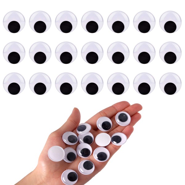 BEADNOVA Black Wiggle Googly Eyes Wobbly Eyes with Self Adhesive Sticker for DIY Craft Scrapbooking (20mm, 200pcs)