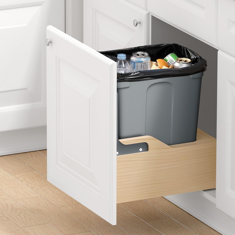VEVOR Wood Pullout Trash Can for Kitchen Cabinets, 35 QT
