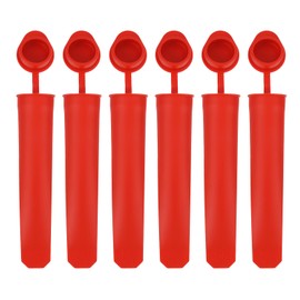 uxcell Silicone Ice Pops Molds 6pcs, Ice Cream Molds with Lid Ice Pops Maker 7.79inch Long Suitable for DIY Ice Cream Sticks, Ice Candy Pops, Red