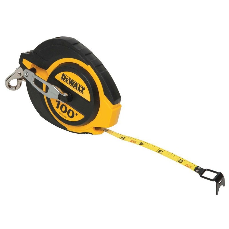 DEWALT Tape Measure, 100-Foot, Self-Lock, Solid Chrome Finish, Rubber Grip
