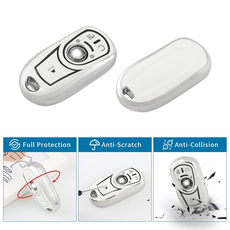 CARFIB for Buick Key Fob Cover 5 Button Soft TPU