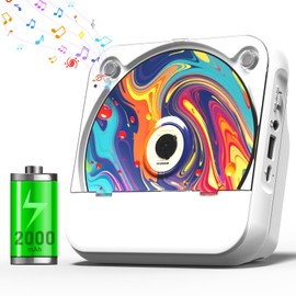 MICOCIOUS Portable CD Player with Bluetooth,CD Player for Home, 2000mAh Rechargeable Music CD Player with HiFi Speakers,Dust Cover,LED Display,FM Radio,Remote Control,Support USB AUX Headphone Jack