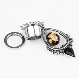 1 Pair of Kubooz Vintage Stainless Steel hanging ear buds, Tunnels, Measuring Instrument Wedge Piercings, Stainless Steel