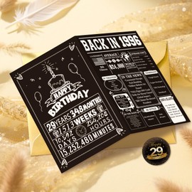 Happy 29th Birthday Cards for Son Daughter, Funny 29th Birthday Decorations for Her Him, Vintage Back in 1996 Birthday Poster for Bday Niece Nephew, 29 Year Old Best Gifts for Girls Boys (Black)