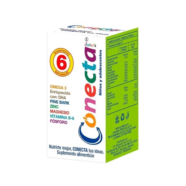 Vitaminas Niños Conecta Junior´s, Mejor Concentración 60 Tab Sabor Sin