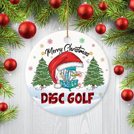 Decorlion 2024 Christmas Ornament - Disc Golf Merry Christmas Ceramic Ornament, Christmas Tree Decoration, Hanging Ornament, Disc Golf Ornament, for Family, Friends, Disc Golf Lovers