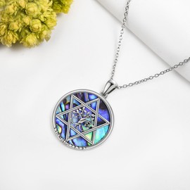 DAYLINLOVE Jewish Star Of David Necklace 925 Sterling Silver Tree Of Life Pendant Necklaces Judeo Christian Religious Star Of David Jewelry Religion Gifts For Women Men Girls