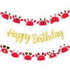 Crab Birthday Banners Glitter Gold Crab Party Decorations 3Pcs Crab