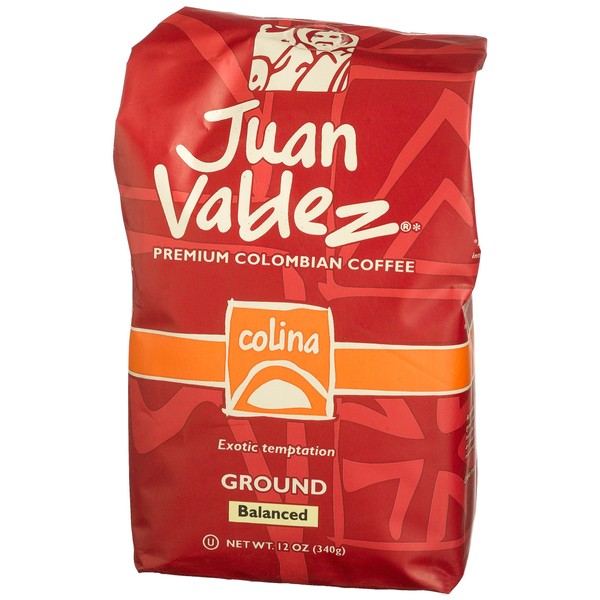 Juan Valdez Premium Colombian Coffee, Colina (Balanced) Ground Coffee, 12-Ounce Bags (Pack of 2)