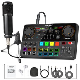 H500 Podcast Equipment Bundle,BM800 Condenser Mic Recording Studio,Streaming Podcast Mic Starter Kit with Voice Changer, Live Sound Card Audio Interface for Computer Vlog Living YouTube TikTok