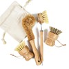 HANGOU Bamboo Dishwashing Brush with Handle Kitchen Scrubber Brush Set