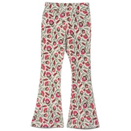 Mightly Girls' Flare Leggings | Organic Cotton Fair Trade Certified Pants for Toddler and Kids Clothes, Folk Floral, 10
