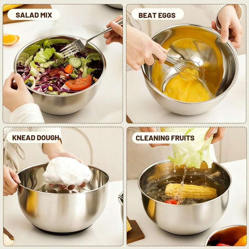 Inmorven Mixing Bowls With Lids Set, Airtight Lids, 6 piece