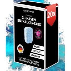 3-Phase Descaling Tablets for Fully Automatic Coffee Machines and Coffee Machines [20x] Made in Germany | Compatible with Siemens EQ Series, Jura, Krups, Bosch, Miele, Melitta, WMF | For 20 Descaling