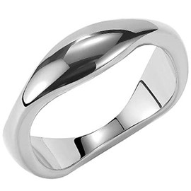 Jude Jewelers Stainless Steel Irregular Shape High Polished Classic Simple Plain Wedding Band Ring (Silver, 4)