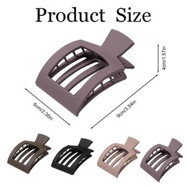 4 Pcs Flat Square Hair Clips,Square Flat Hair Claws for Women Girls,Curved Claw Clips for Women Girls,Women Non-Slip Duck Bill Hair Barrettes,Strong Hold Side Hair Clamps For Thick Thin Hair (B)