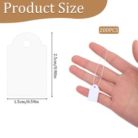 Pack of 200 Small Price Tags, Jewellery Price Tags with String Hanging Tags with String Small Gift Price Tags Price Tags for Displaying Jewellery Clothing (White)
