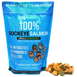 Max and Neo Freeze Dried Wild Caught Sockeye Salmon Dog Treats - Single Ingredient, Wild Caught Pacific Northwest Sockeye Salmon, Human Grade - We Donate 1 for 1 to Dog Rescues for Every Product Sold