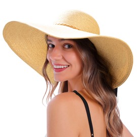 Women's Sun Hats Wide Brim Hat for Women Sun Protection Hat Packable Sun Hat Women Gardening Hat with Chin Strap, Mix Beige, S/M