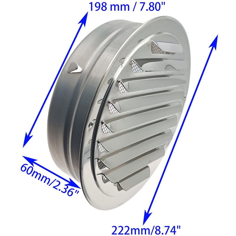 OZXNO 8 Inch/200mm Round Air Outlet Vent Stainless Steel Soffit
