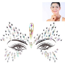 Pegatinas Faciales- Joyas Faciales Sirena Halloween, Brillantes, 7# Resistente al Agua, Diamantes Faciales, Cristales Faciales, Pegatinas Reutilizables, Ajuste Para Fiestas y Festivales