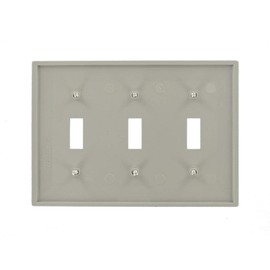 Leviton 80711-GY 3-Gang Toggle Device Switch Wallplate, Standard Size, Thermoplastic Nylon, Device Mount, Gray