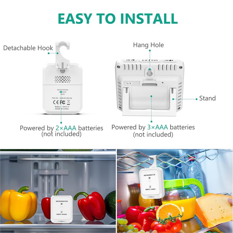 ORIA Digital Refrigerator Thermometer, Fridge Freezer Thermometer with 2 Sensors,