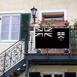 3×5 FT Black Ontario Flag,Large Canada Province ON Decor,Double Side Digital Printed 150D Polyester Banner With Canvas Header Brass Grommet For Outdoor Indoor Parade Car