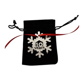 10 Years Cut Out Metal Snowflake Christmas Tree Hanging Decoration - 10th Wedding Anniversary