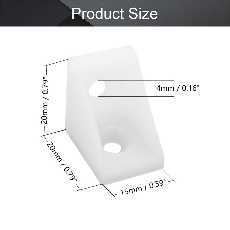 MroMax 20PCS Plastic Corner Braces White L Bracket Shelf Closet