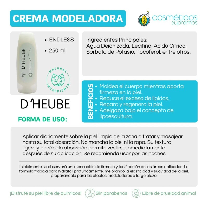 Dheube Crema Modeladora Elimina Flacides Abdomen Limón Suave