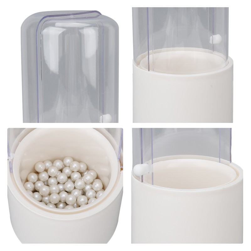 Makeup Brush Holder White with Pearl Filling Rotating 180 Degree