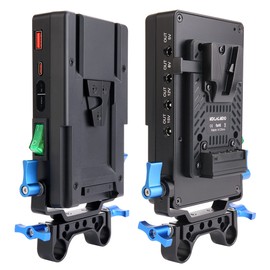 KOCACKOO V-Mount Battery Convert to V-Mount/V-Lock Camcorder Adapter Plate, Power Supply Splitter Adapter,with 15mm Rod Clamp and six DC Power Output for Sony Camcorders, BMPCC 4k/6k，DSLR Cameras.