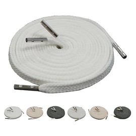 Actika Sneaker Shoelaces, Metal Cell Tip, Metal Tip, Rank Up, Customized, 47.2 - 59.1 inches (120 - 150 cm), Width 0.2 - 0.3 inches (6 - 8 mm), Metaltip, silver chip white