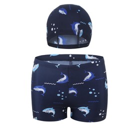 YAGATA Boys Swim Trunks Toddler Boy Swim Trunks Toddler Beach Shorts Swimsuit Stretch Quick Dry Swim Shorts Dark Blue XL 6-7Y